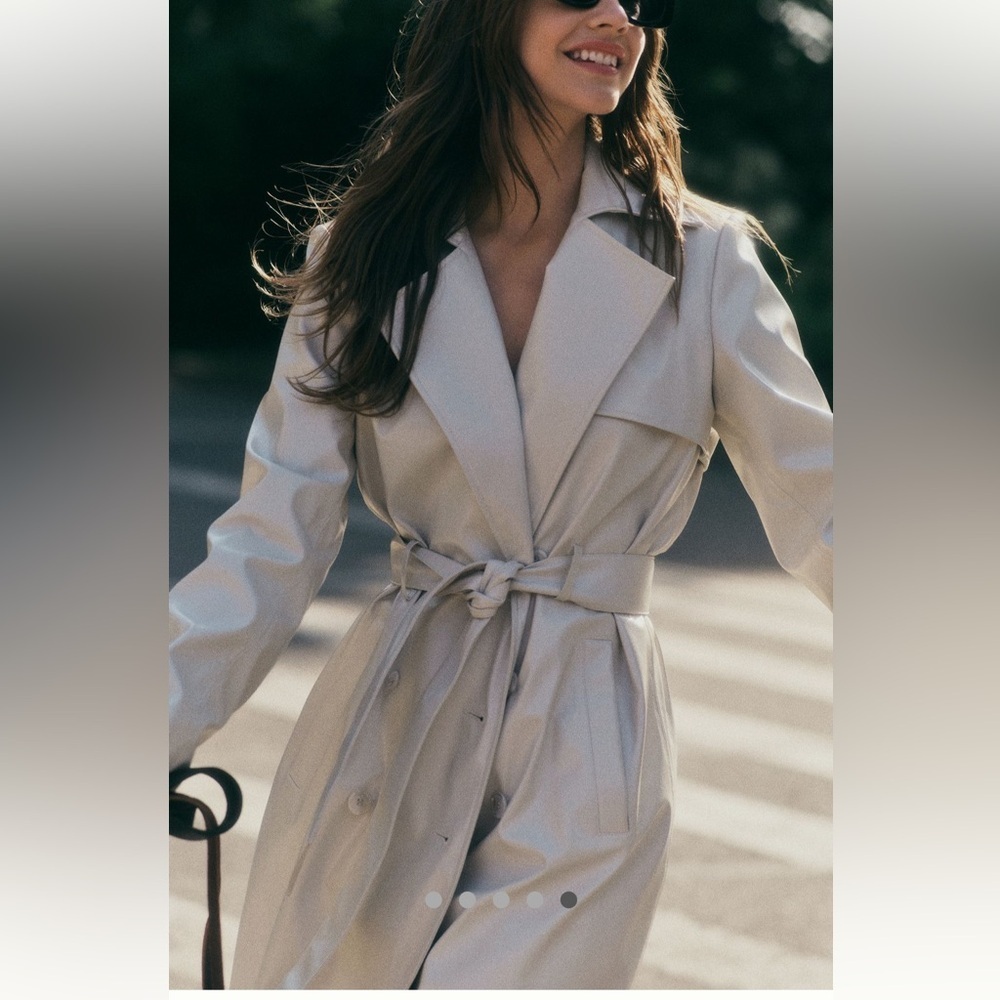 Anthropologie NWT High-Shine Trench Coat size 12. - Picture 6 of 9